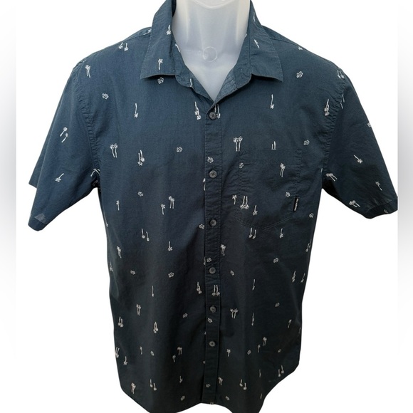 BILLABONG Tropical Palm Trees Collared Shirt Tailored Fit Stretch Men M Medium - Picture 1 of 6